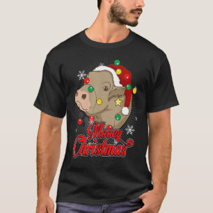 Camiseta Navidad Mooey Vaca Sombrero de Santa Claus Navidad