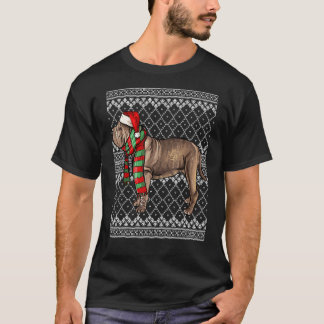 Camiseta Navidad Napolitano Mastiff Santa Claus Gorra Feo C