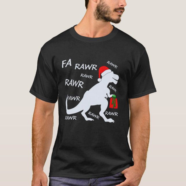 Camiseta Navidad Navidad Santa Hat Dinosaur Fa Rawar T Rex  (Anverso)