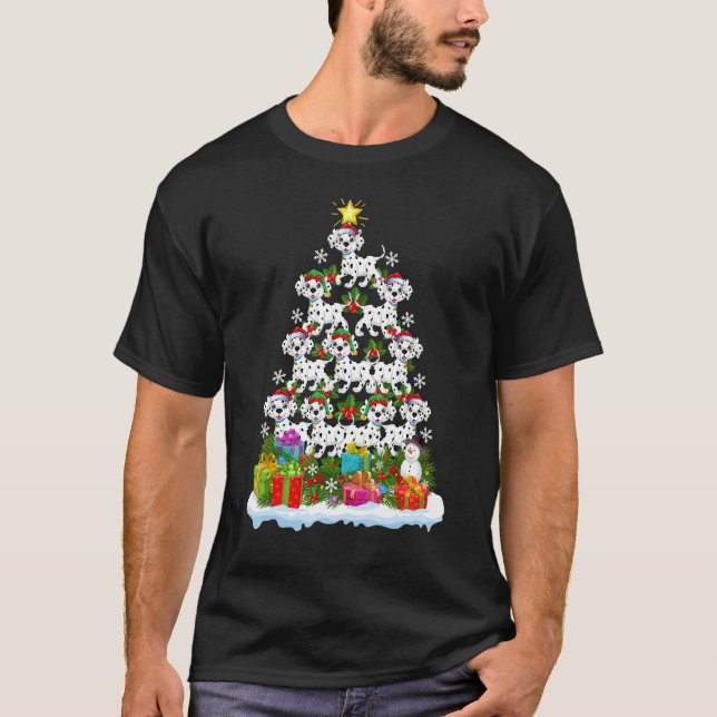 Camiseta Navidad navideña Santa Dalmacia Perro Árbol de Nav (Anverso)