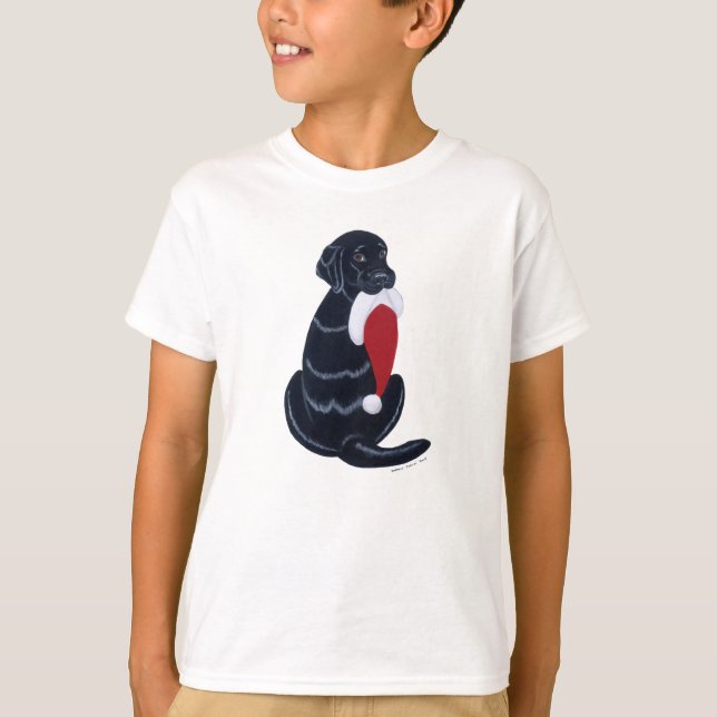 Camiseta Navidad negro del copo de nieve del gorra de (Anverso)