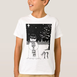 Camiseta Navidad negro y blanco del muñeco de nieve lindo