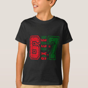 Camiseta Navidad Número Retro 67 Divertido Seis Siete Meme 