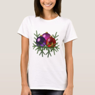 Camiseta navidad - Ornamentos y pino