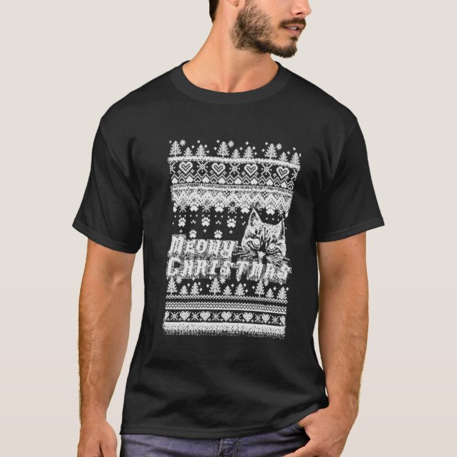 Camiseta Navidad oscuro de Meowy divertido (Anverso)