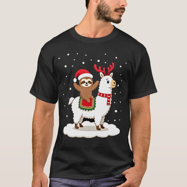 Camiseta Navidad Perezoso Alpaca (Anverso)