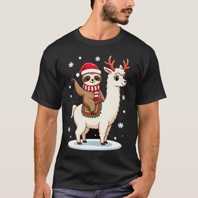 Camiseta Navidad Perezoso Alpaca (3) (Anverso)