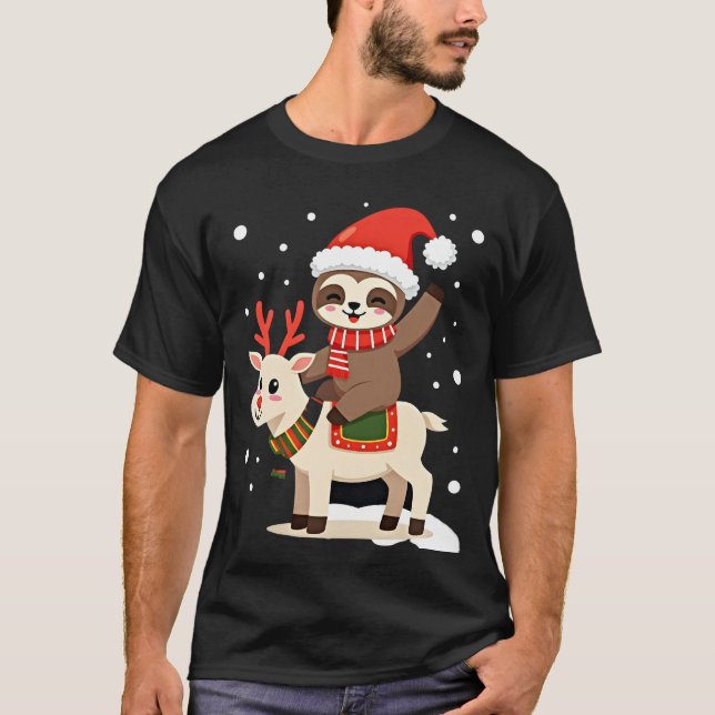 Camiseta Navidad Perezoso Alpaca (3) (Anverso)