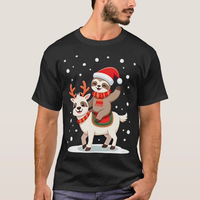 Camiseta Navidad Perezoso Alpaca (4) (Anverso)