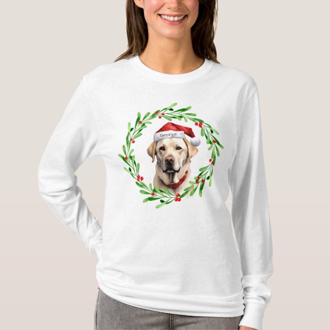 Camiseta Navidad perro amarillo labrador recuperador de San (Anverso)