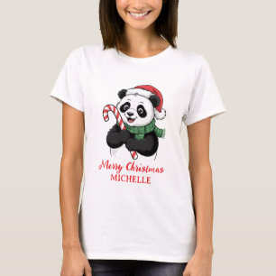 Camiseta Navidad Personalizada Feliz Oso Panda Lindo