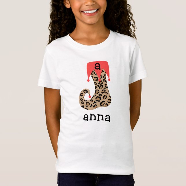 Camiseta Navidad personalizado del leopardo que almacena la (Anverso)