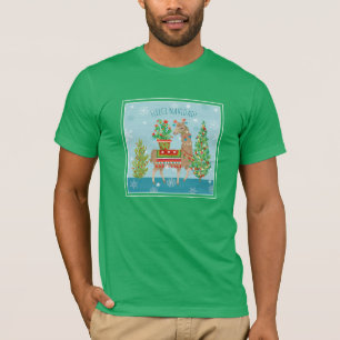 Camiseta Navidad precioso de las llamas de Navidad el   del