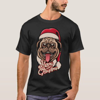 Camiseta Navidad PUG Feliz Navidad, idea para dueño de Pug