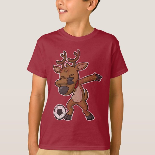 Camiseta Navidad que frota fútbol del reno (Anverso)