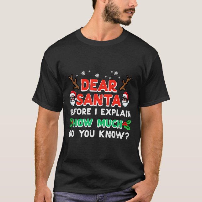 Camiseta Navidad Querido Santa Antes de Explicar Divertida  (Anverso)