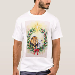 Camiseta Navidad Religiosa El León y el Cordero con Sta