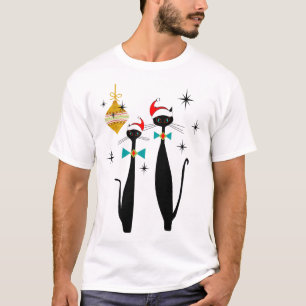 Camiseta Navidad Retro de Gato Genial de la Moderna Mitad d