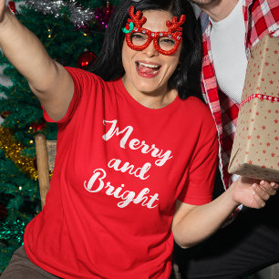 Camiseta Navidad Roja Alegre y Brillante