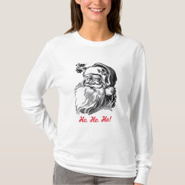 Camiseta Navidad rojo blanco negro de Papá Noel del vintage