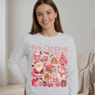 Camiseta Navidad Rosa Acuarela