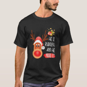 Camiseta Navidad Rudolph El Reno De Nariz Roja Divertido