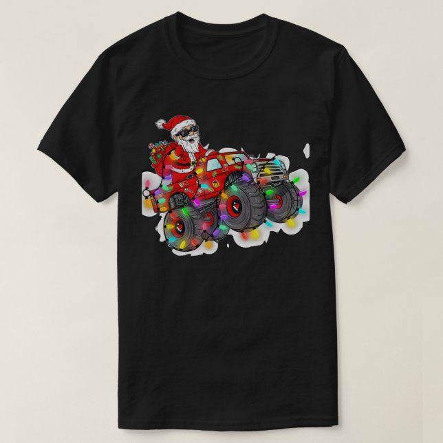 Camiseta Navidad Sana Claus Monser Camión Niños X (Diseño del anverso)