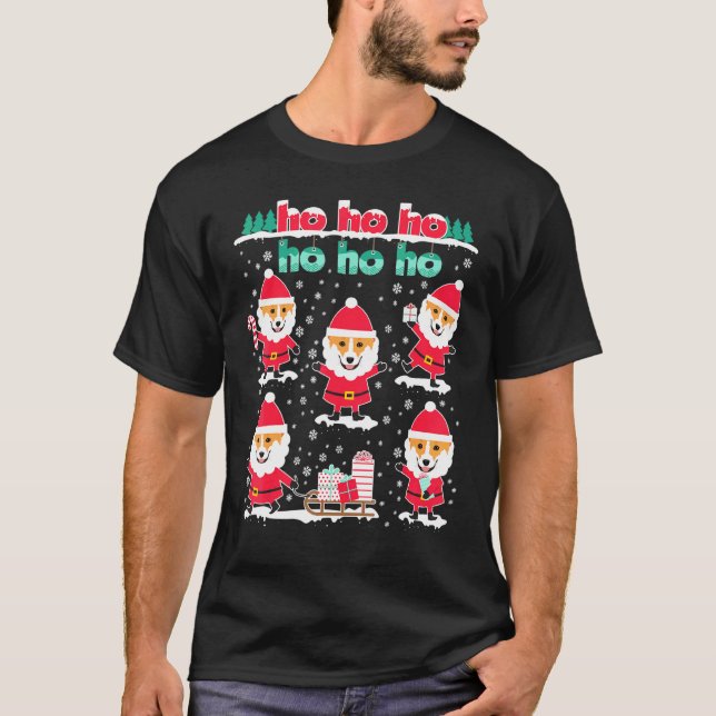 Camiseta Navidad Santa Claus Corgi Hohoho (Anverso)