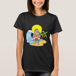 Camiseta Navidad Santa Claus Tropical Playa Verano Hawaii