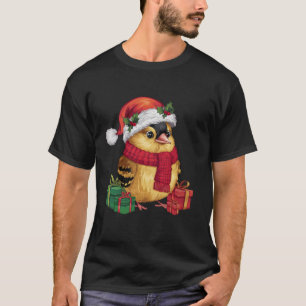 Camiseta Navidad Santa Hat American Goldfinch Bird Chr