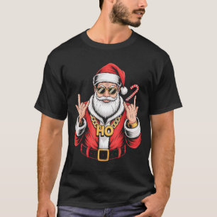 Camiseta Navidad Santa Ho Ho Cadena Vintage Retro Navidad R