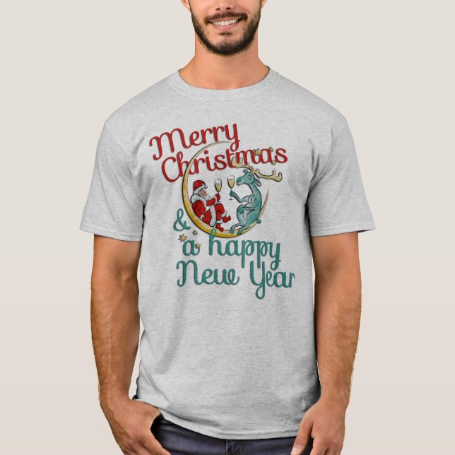 Camiseta Navidad - SANTA y REINDEDOR - Navidades - Año Nuev (Anverso)