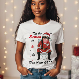 Camiseta Navidad Señora Santa Claus Gafas de sol Divertido 
