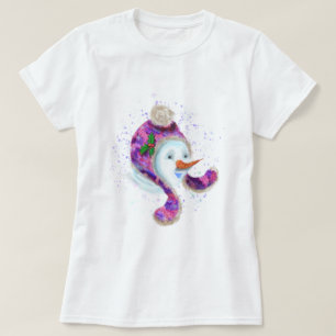 Camiseta navidad Snowman en el Gorra de invierno d