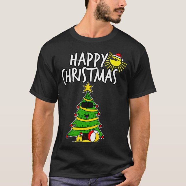 Camiseta Navidad Tree Beach Summer Australian Funny Xmas (Anverso)