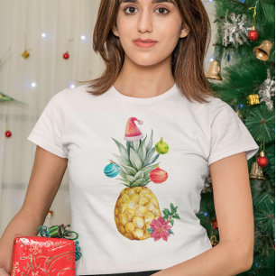 Camiseta Navidad Tropical Colorida de Piña