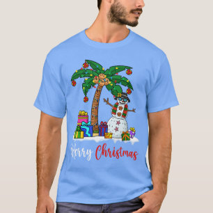 Camiseta Navidad Tropical Luces de Navidad Hawaianas Palmre