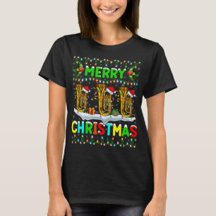 Camiseta Navidad Tuba alumbrando Santa Hat Feliz Navidad Tu