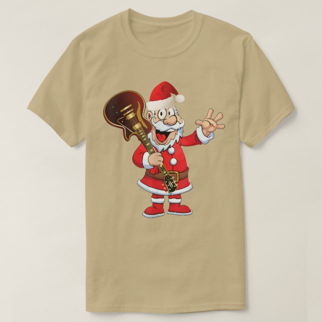 Camiseta Navidad verano Santa con guitarra, música divertid (Diseño del anverso)