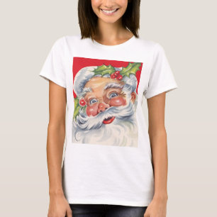 Camiseta Navidad Vintage, alegre Papá Noel con su sombrero