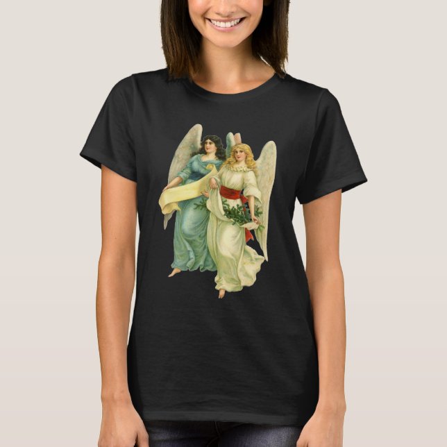 Camiseta Navidad vintage, ángeles victorianos angélicos (Anverso)