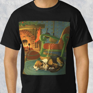 Camiseta Navidad Vintage, Animales Durmiendo junto a la Chi