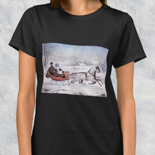 Camiseta Navidad Vintage, El Camino Invierno, Trineo de un 