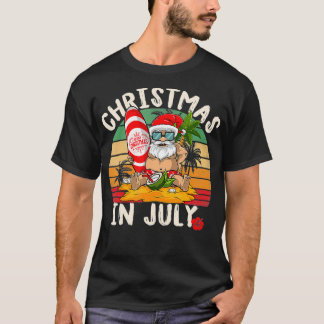 Camiseta Navidad vintage en julio en el surf de Santa Hawái