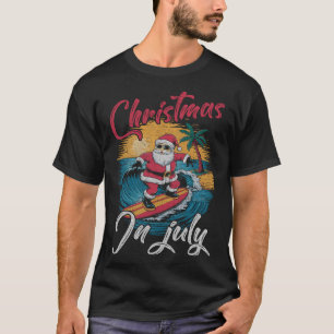 Camiseta Navidad Vintage En Julio Santa Hawaiano Surf S