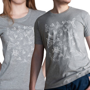 Camiseta Navidad Vintage Holly Berry Outline