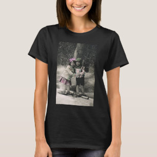 Camiseta Navidad Vintage, Mejores Amigos en Esquís