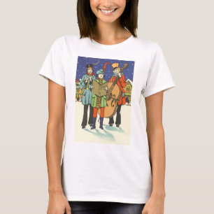 Camiseta Navidad vintage, músicos con música