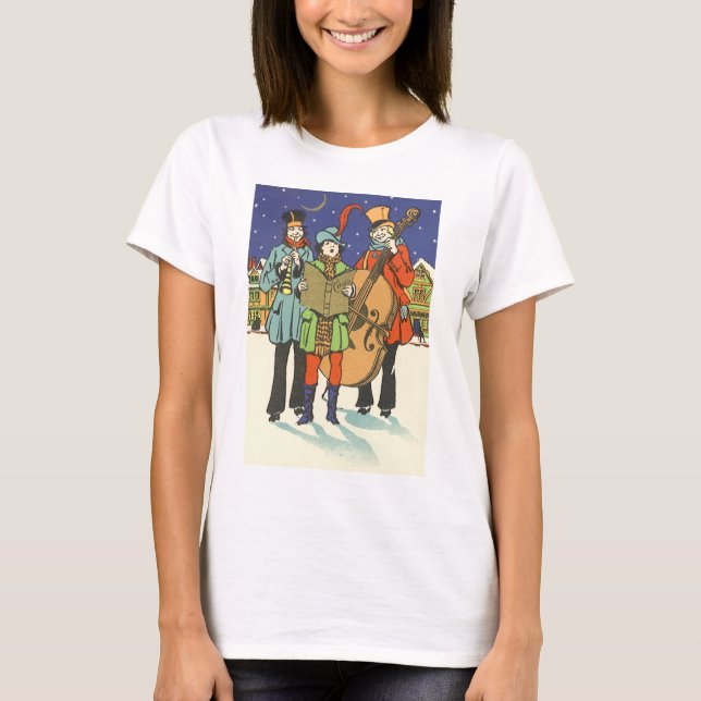 Camiseta Navidad vintage, músicos con música (Anverso)