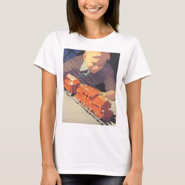 Camiseta Navidad vintage, niño jugando con juguetes (Anverso)